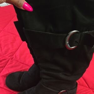 Stylish Black Calf-High Boots